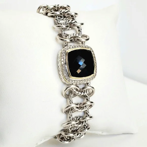 David Yurman Albion Chainmail Bracelet with 18k Gold, Black Onyx & Diamonds - Picture 9 of 9